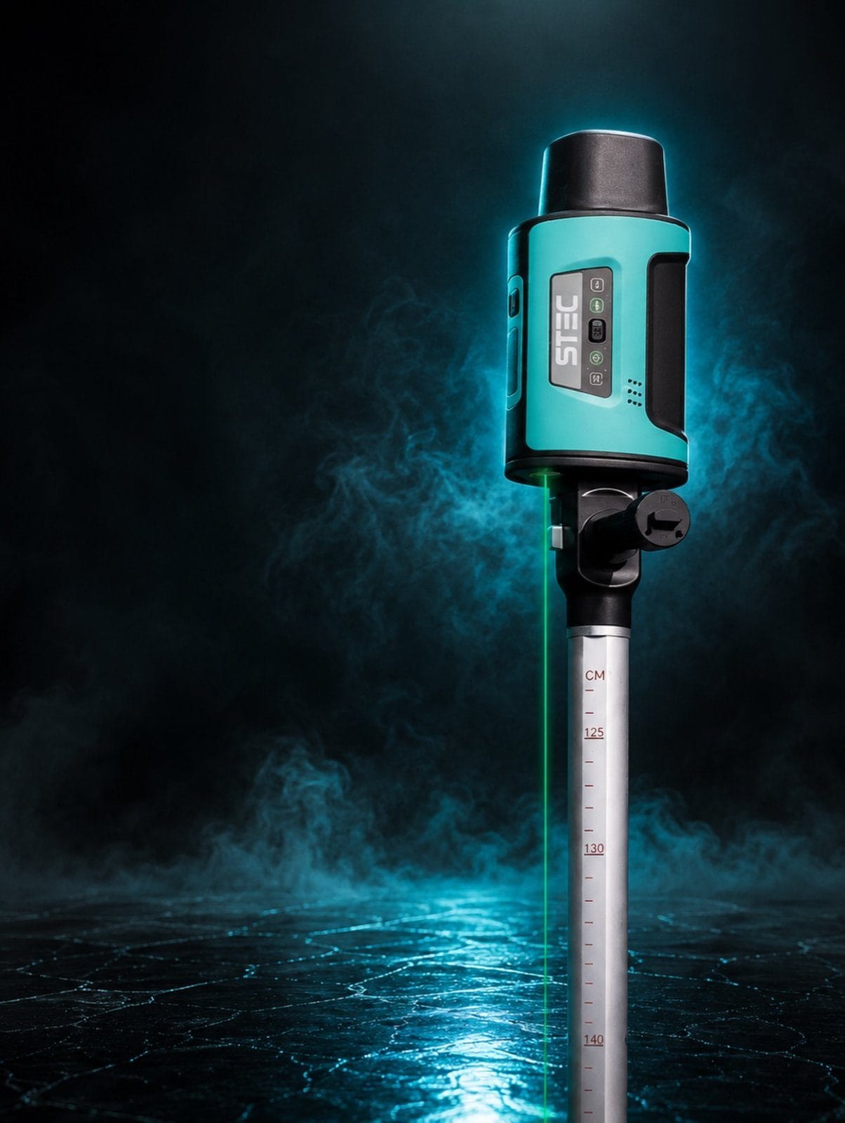 STEC XS laser GNSS receiver on a survey pole